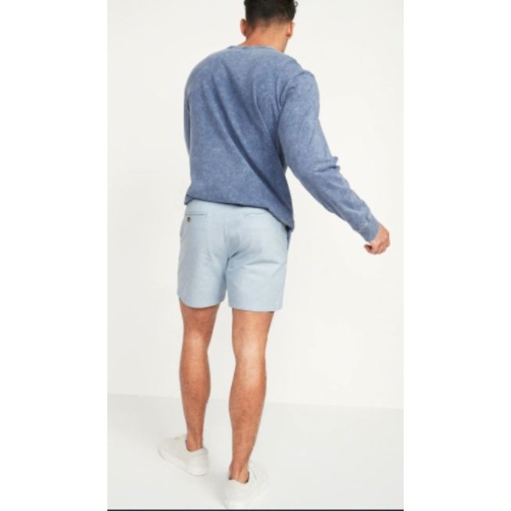 Old Navy Men's Ultimate Slim Micro-Stripe Chino Shorts Mini Blue Striped Size 30 - Picture 12 of 12